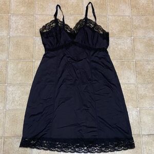 VTG,Gaymode Penney Elegant Black Lace Slip Dress Size 36